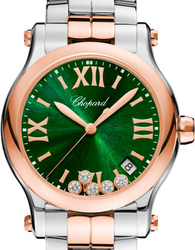 Chopard Happy Sport Stainlees steel and18K Rose Gold & Diamonds Ladies Watch - Premium Luxury Product