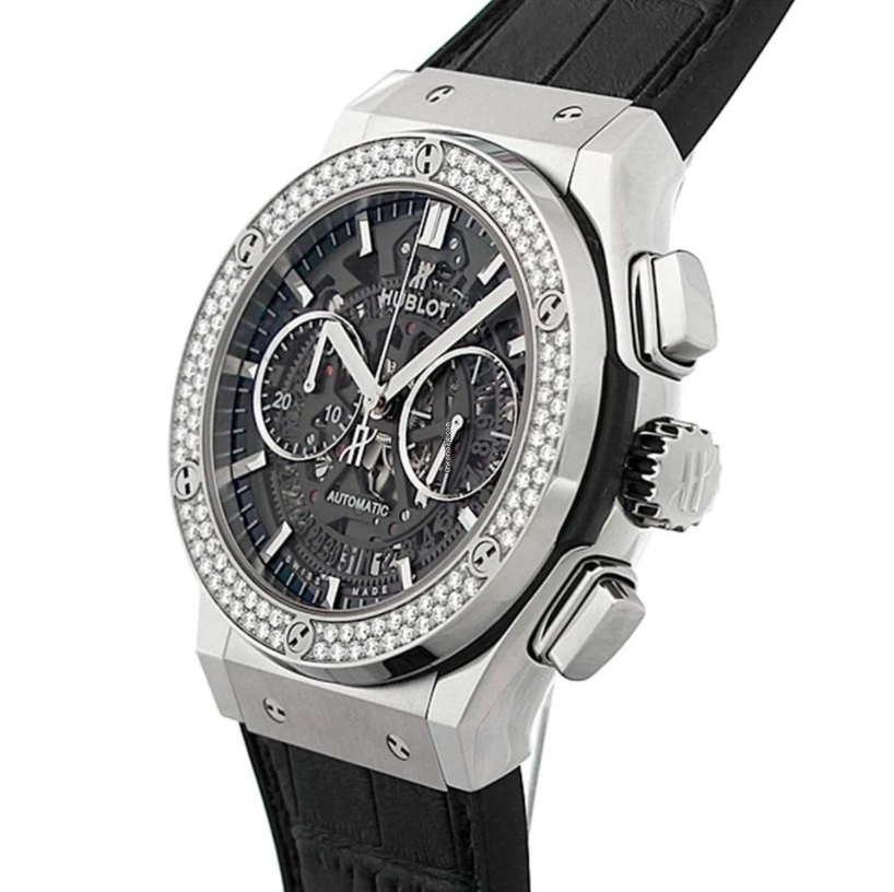 Hublot Classic Fusion Aero Cronograph Titanium Diamonds Men`s Watch - Premium Luxury Product