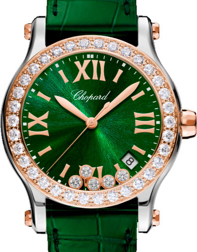 Chopard Happy Sport Stainlees steel and18K Rose Gold & Diamonds Ladies Watch - Premium Luxury Product