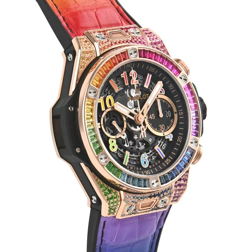 Hublot Unico Big Bang Rainbow 18K King Gold &  Colored Gemstones Men's Watch - Premium Luxury Product