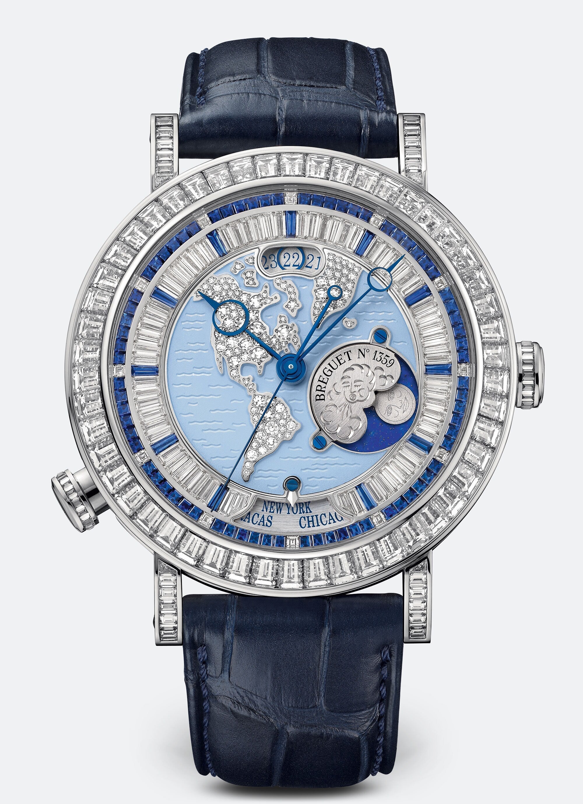 Breguet Classique “Hora Mundi” America-Oceania Platinum & Diamonds & Sapphires Men's Watch - Premium Luxury Product