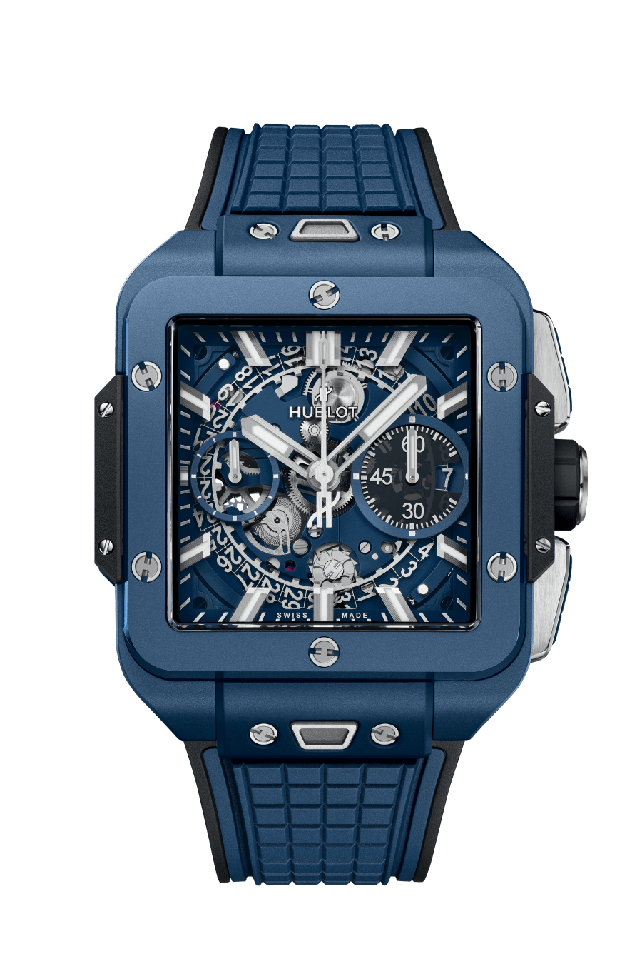 Hublot Square Bang Chronograph Blue Ceramic Men's Watch - Premium Luxury Product