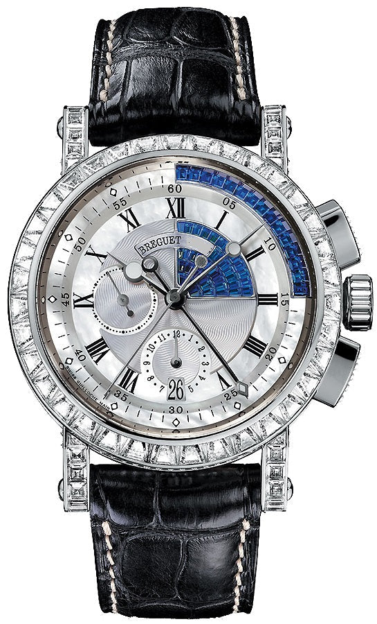 Breguet Marine Chronograph 18K White Gold & Diamonds & Sapphires Men's Watch - Premium Luxury Product