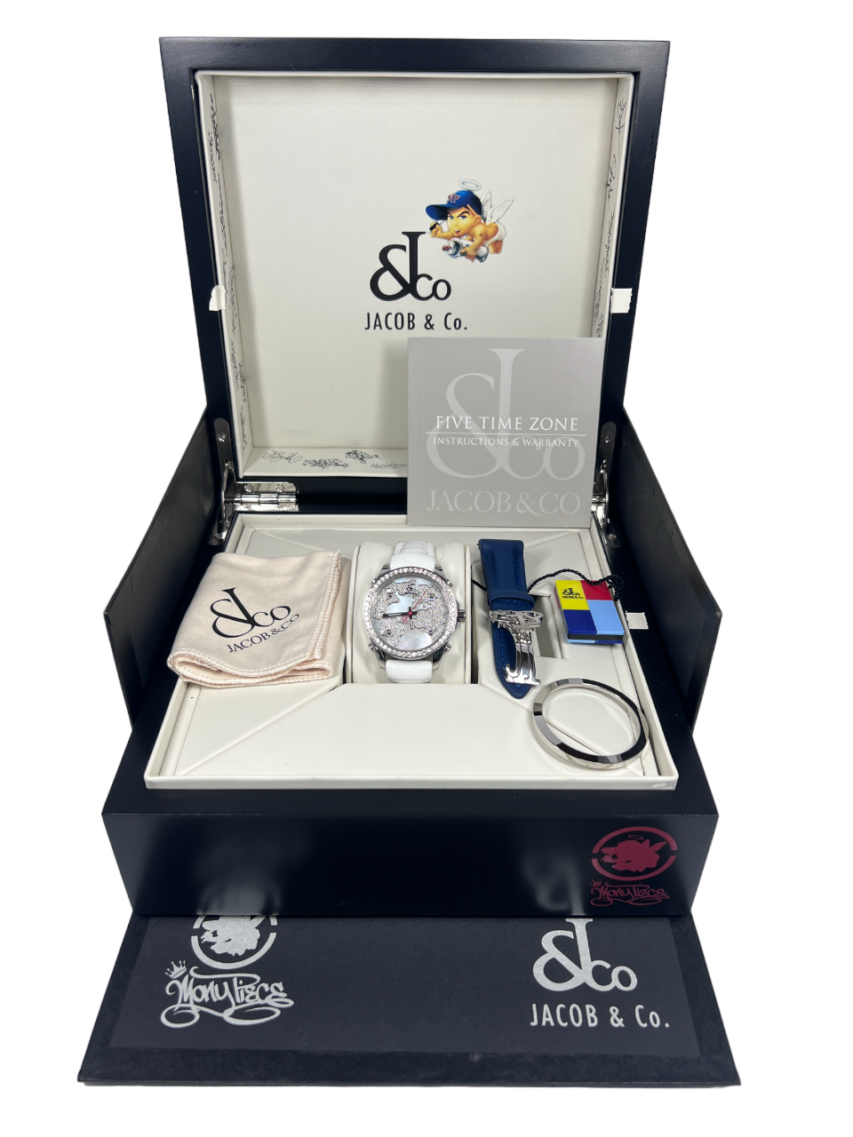 Jacob &amp; Co Five Time Zone Stainless Steel and White Diamonds Watch - Premium Luxury Product