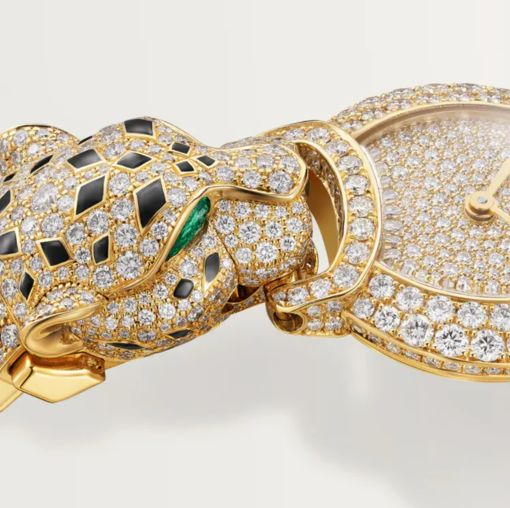 Cartier Panthere Jewelry Indomptables De Cartier 18K Yellow Gold & Diamonds & Emeralds Lady's Watch - Premium Luxury Product