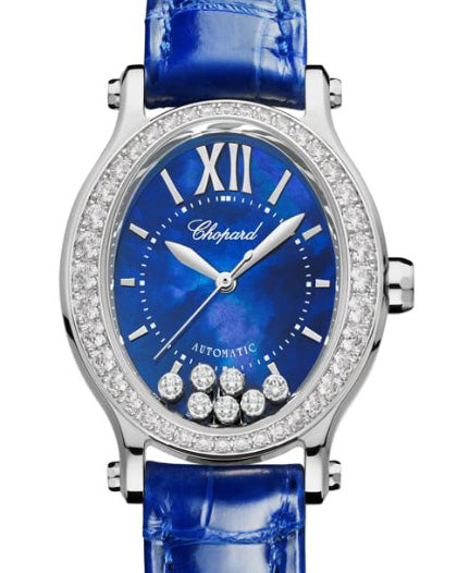 Chopard Happy Sport Oval Ethical White Gold  & Diamonds Ladies Watch - Premium Luxury Product