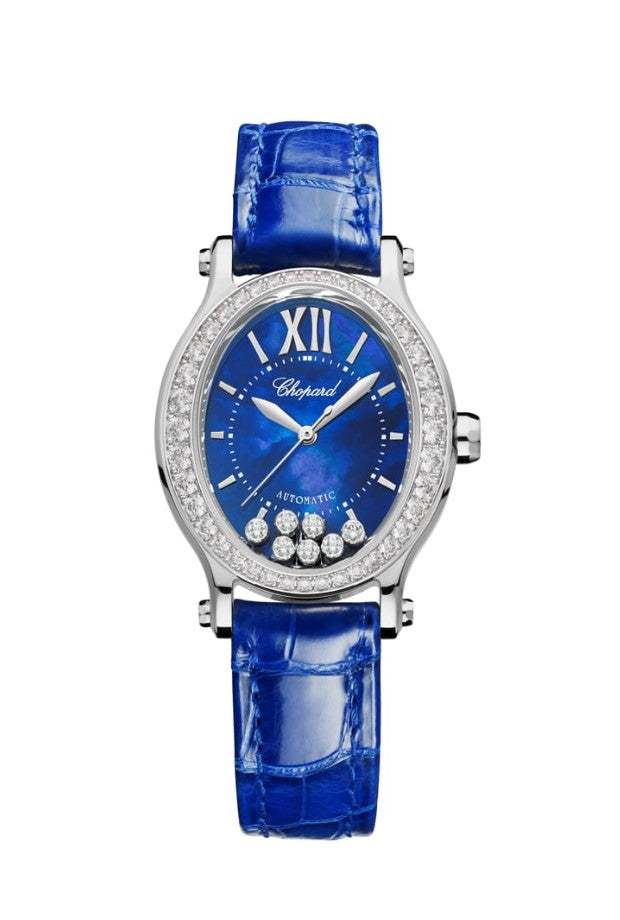 Chopard Happy Sport Oval Ethical White Gold  & Diamonds Ladies Watch - Premium Luxury Product