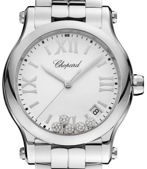 Chopard Happy Sport Stainless Steel& Diamonds Ladies Watch - Premium Luxury Product