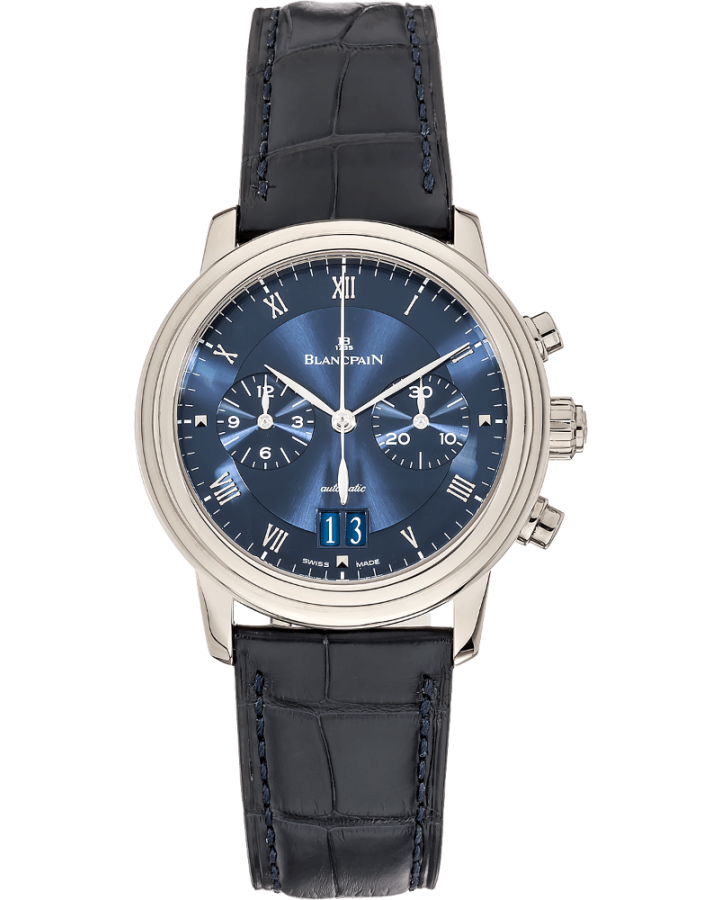 Blancpain Villeret Chronograph Large Date 18K White Gold Men's Watch - Premium Luxury Product
