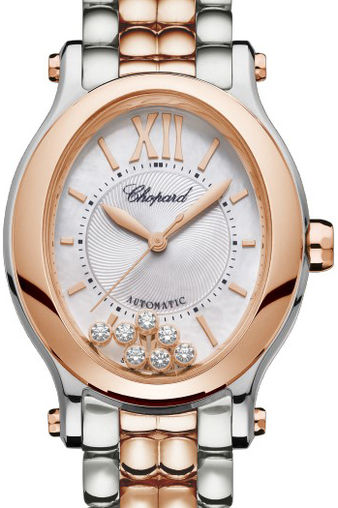 Chopard Happy Sport Oval Stainless Steel and Ethical Rose Gold & Diamonds Ladies Watch - Premium Luxury Product