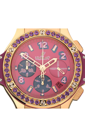 Hublot Big Bang Pop Art Chronograph 18K Yellow Gold & Amethysts Lady's Watch - Premium Luxury Product