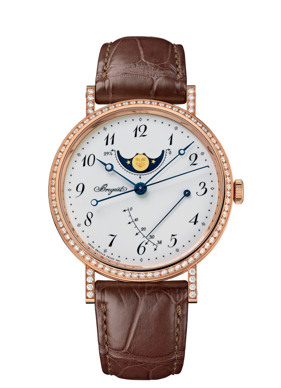 Breguet Classique Moon Phase 18k Rose Gold & Diamonds Men's Watch - Premium Luxury Product