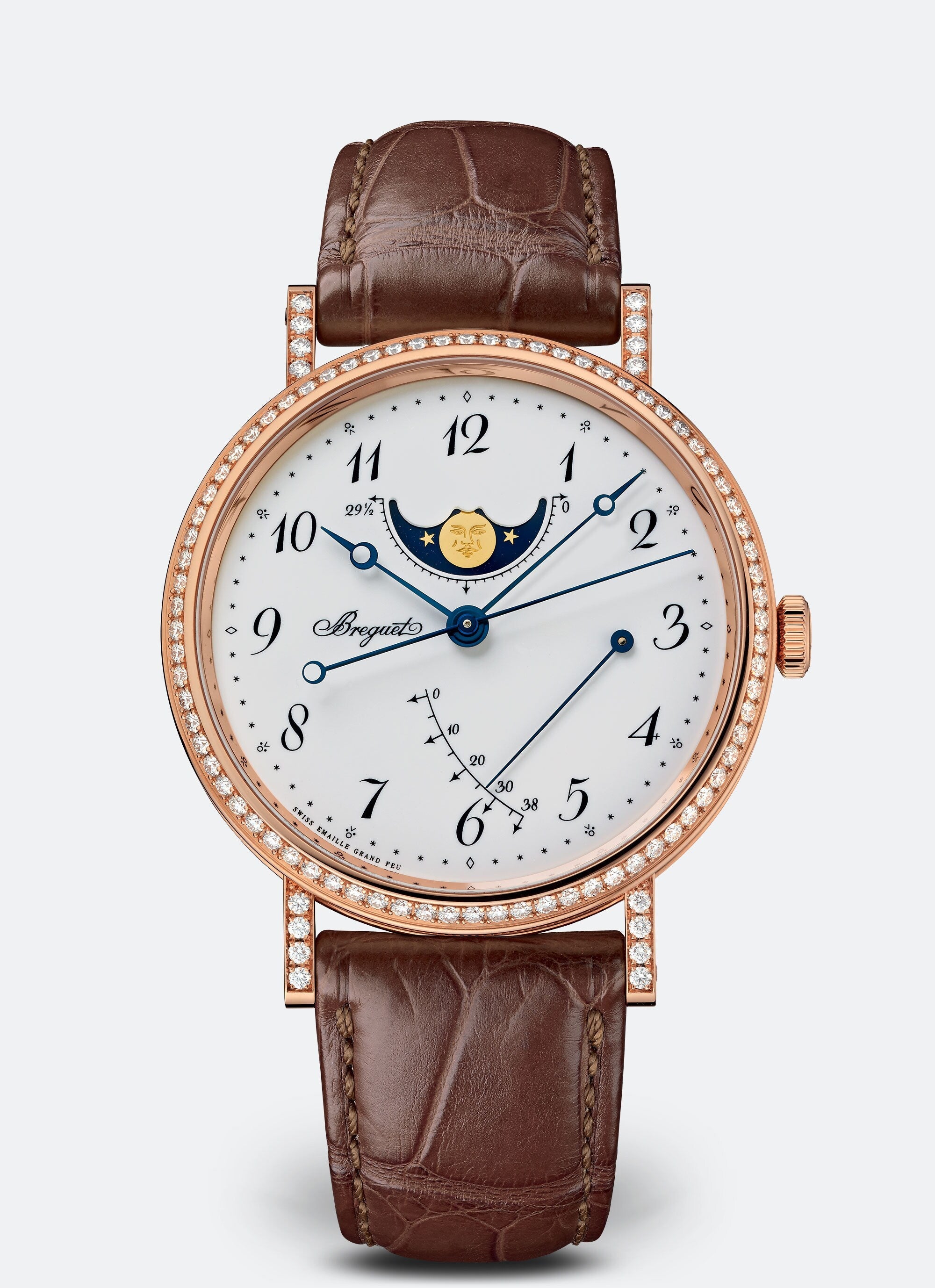 Breguet Classique Moon Phase 18k Rose Gold & Diamonds Men's Watch - Premium Luxury Product