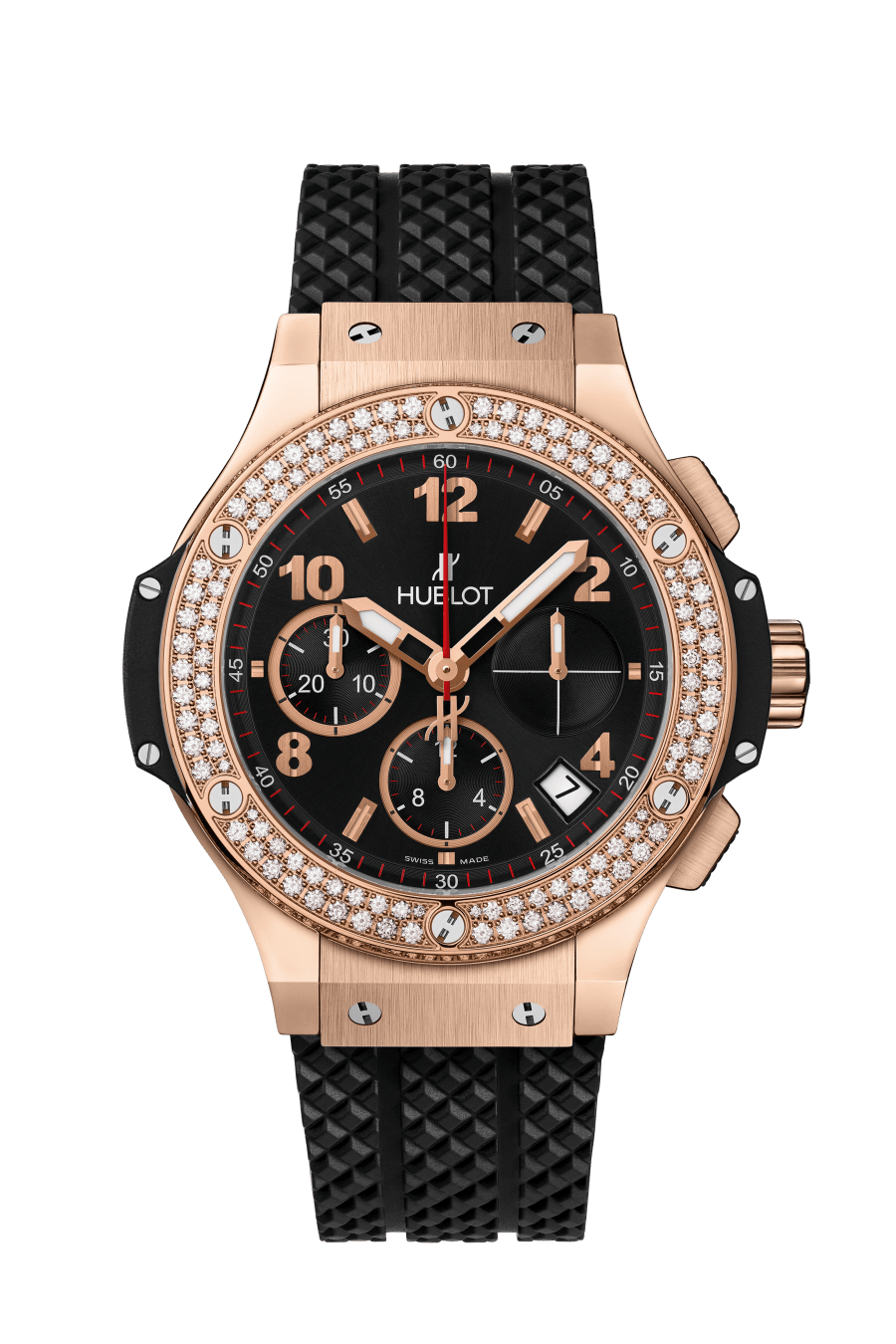Hublot Big Bang 18K Rose Gold  Black Rubber Ladies  Watch - Premium Luxury Product