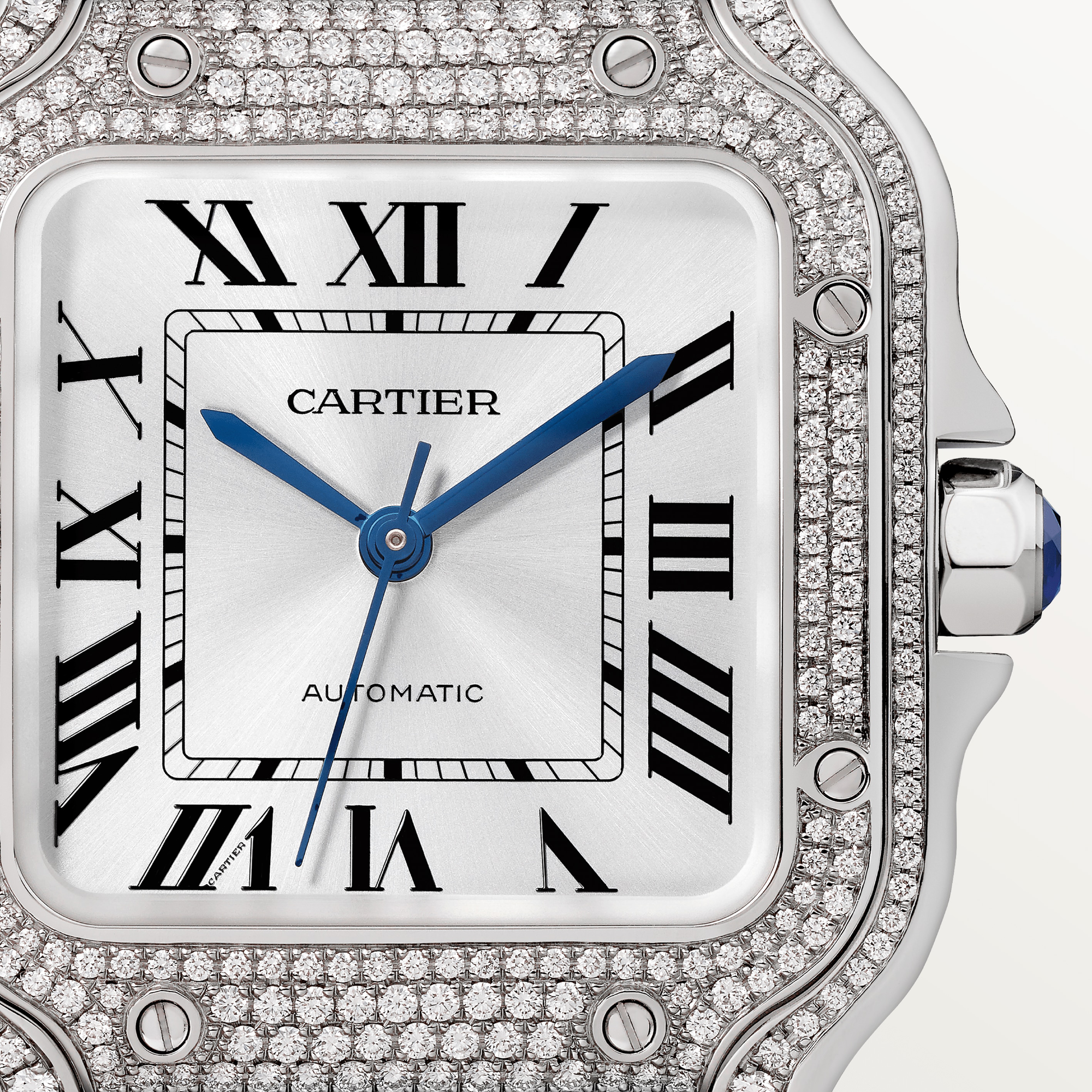 Cartier Santos 18K White Gold & Diamonds Unisex Watch - Premium Luxury Product