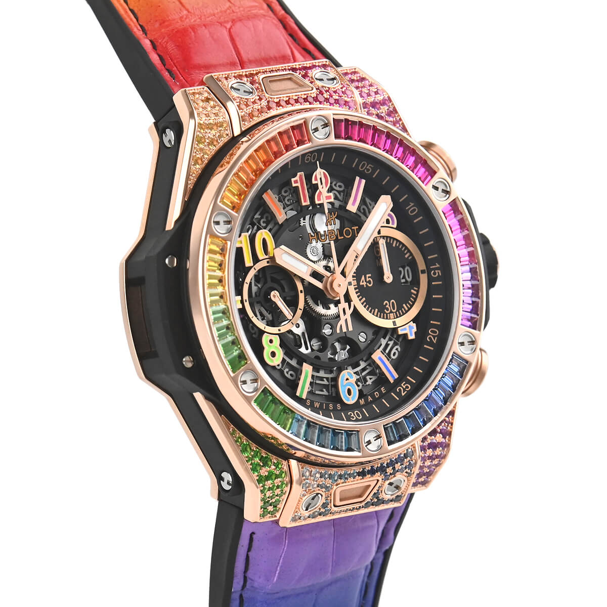 Hublot Big Bang Chronograph 18K King Gold & Colored Gemstones Man's Watch - Premium Luxury Product
