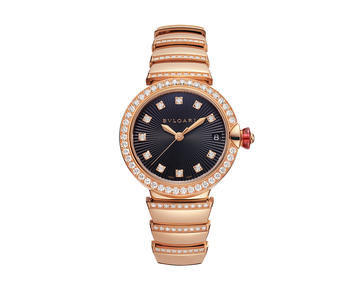 Bvlgari Lvcea Black 18K Rose Gold & Diamonds Ladies Watch - Premium Luxury Product