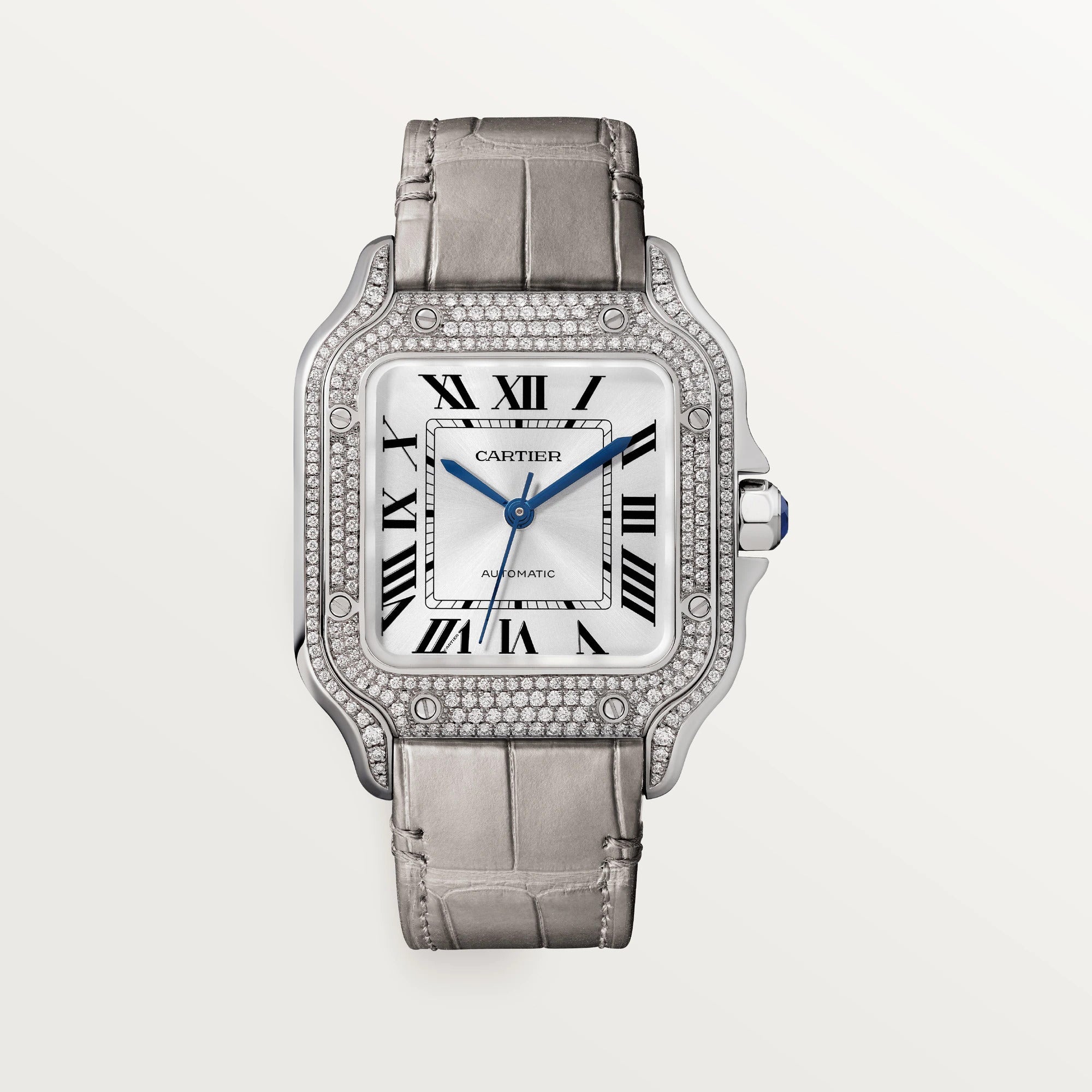 Cartier Santos 18K White Gold & Diamonds Unisex Watch - Premium Luxury Product