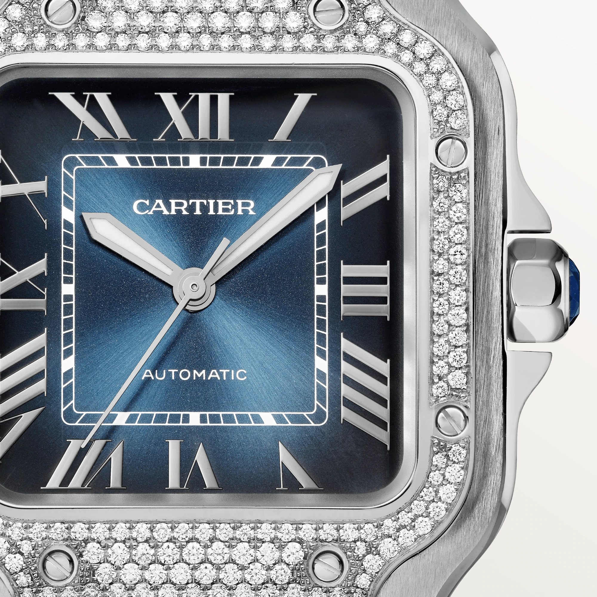 Cartier Santos Stainless Steel & Diamonds Men's Watch - Premium Luxury Product
