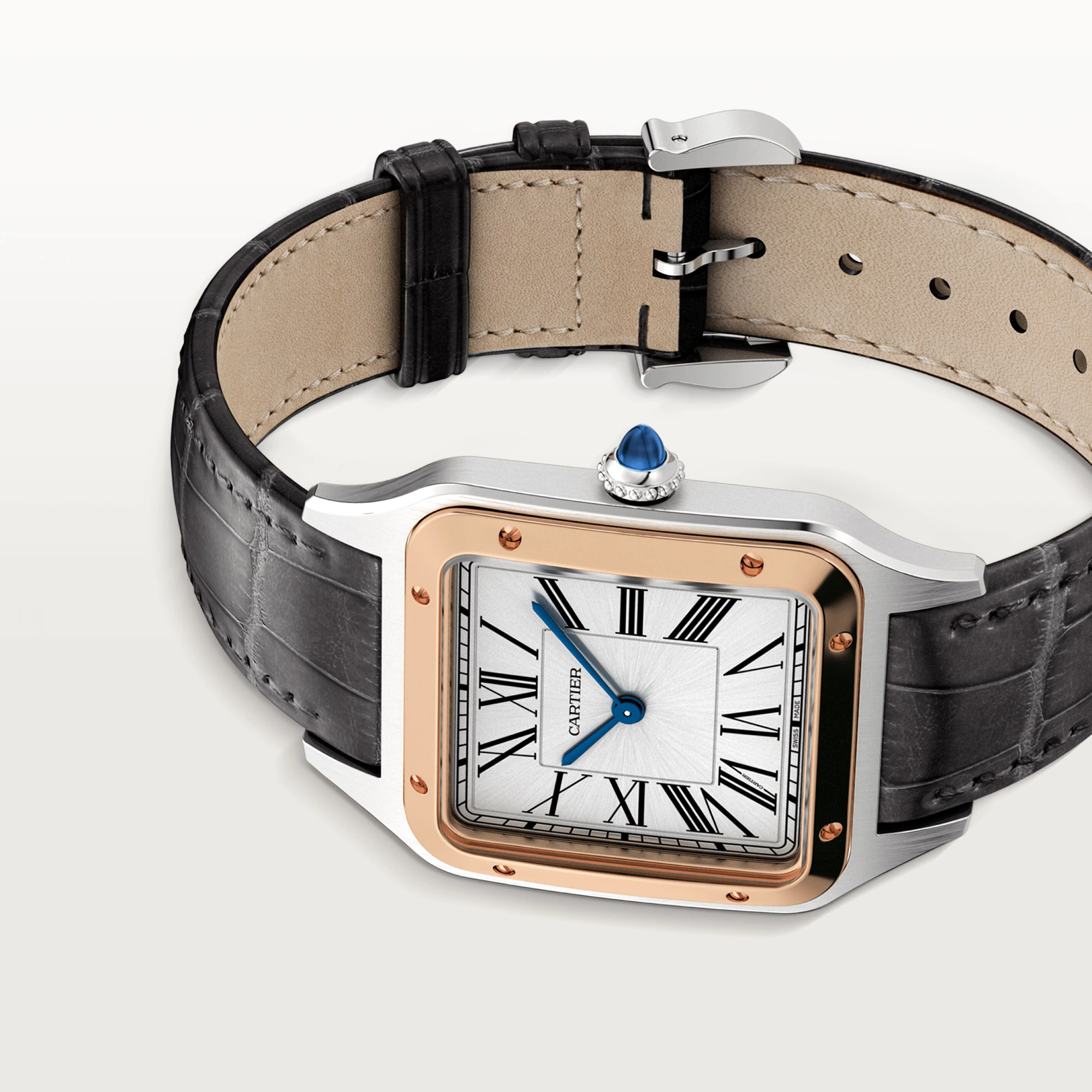 Cartier Santos Stainless Steel & Rose Gold Unisex Watch - Premium Luxury Product