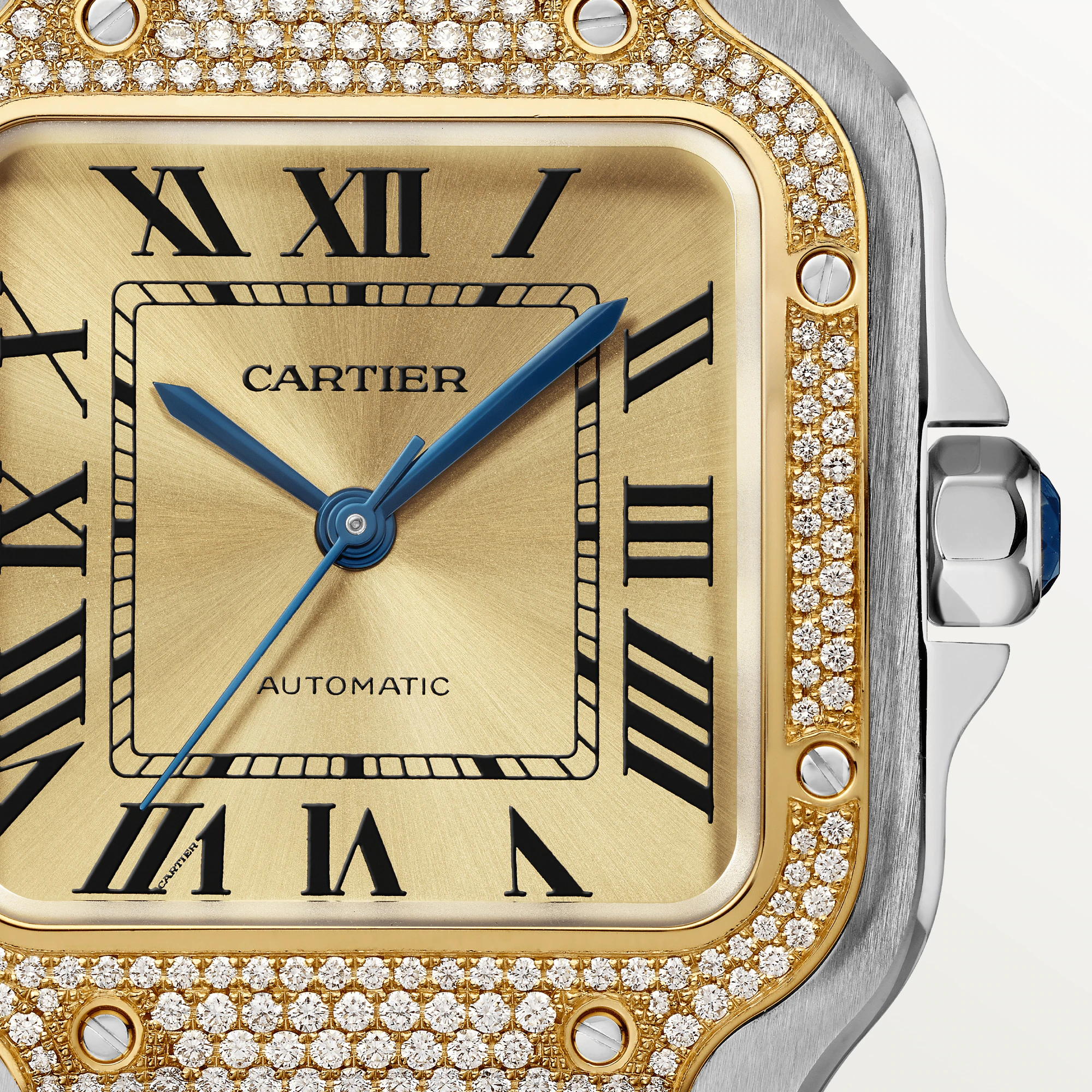 Cartier Santos Stainless Steel & Yellow Gold & Diamonds Unisex Watch - Premium Luxury Product