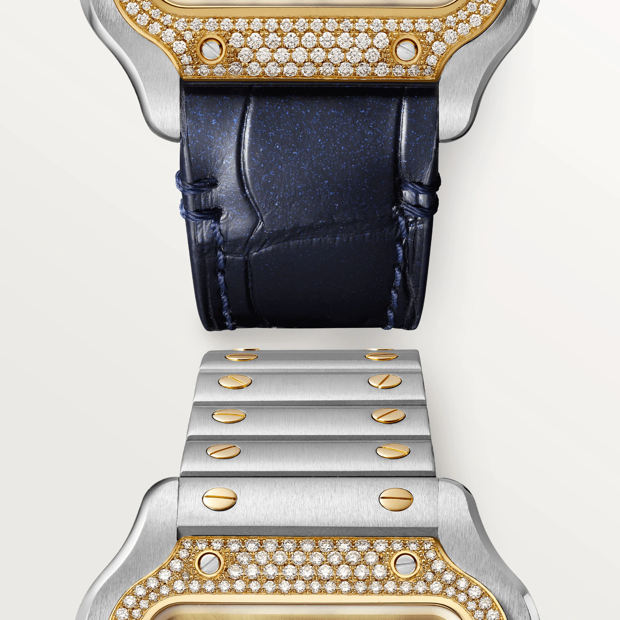Cartier Santos Stainless Steel & Yellow Gold & Diamonds Unisex Watch - Premium Luxury Product