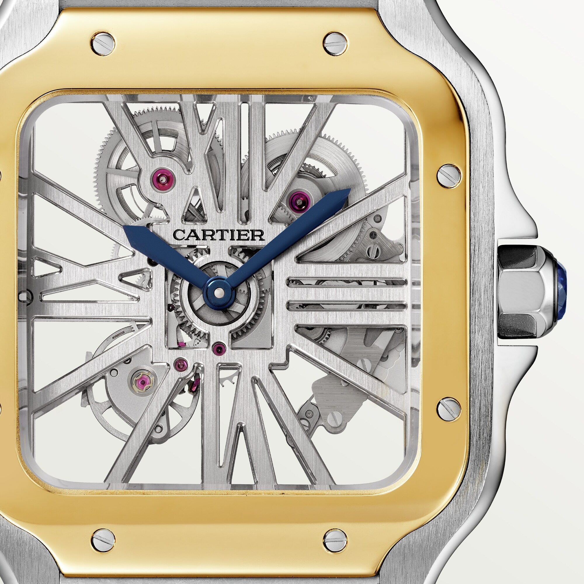 Cartier Santos De Cartier Skeleton Stainless steel & 18K Yellow Gold Men's Watch - Premium Luxury Product