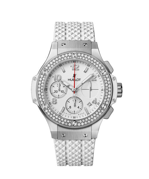 Hublot Big Bang 41mm Steel Diamonds Rubber White Ladies Watch - Premium Luxury Product