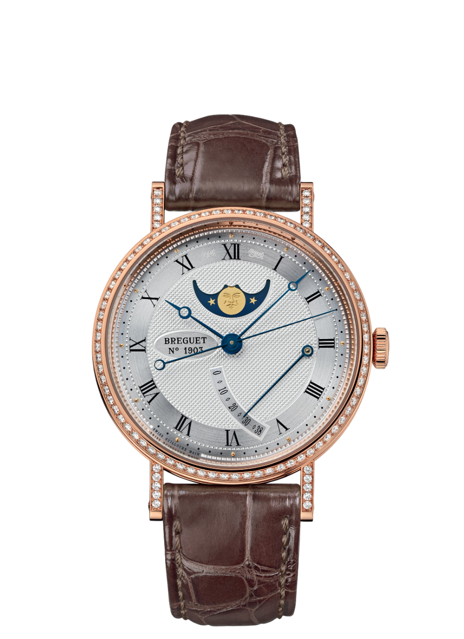 Breguet Classique Moon Phase 18K Rose Gold & Diamonds Men's Watch - Premium Luxury Product