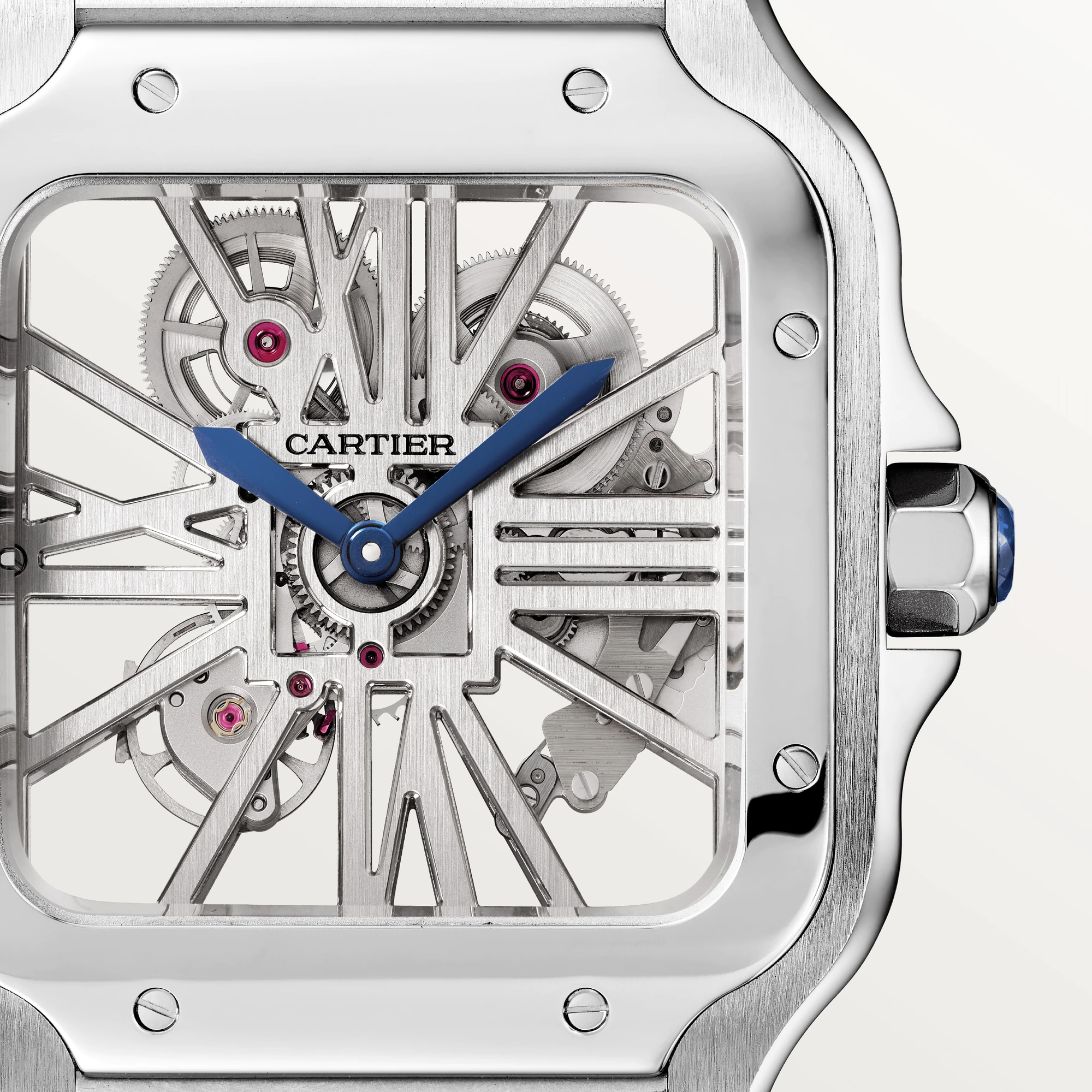 Cartier Santos Stainless Steel Skeleton Men's Watch - Premium Luxury Product