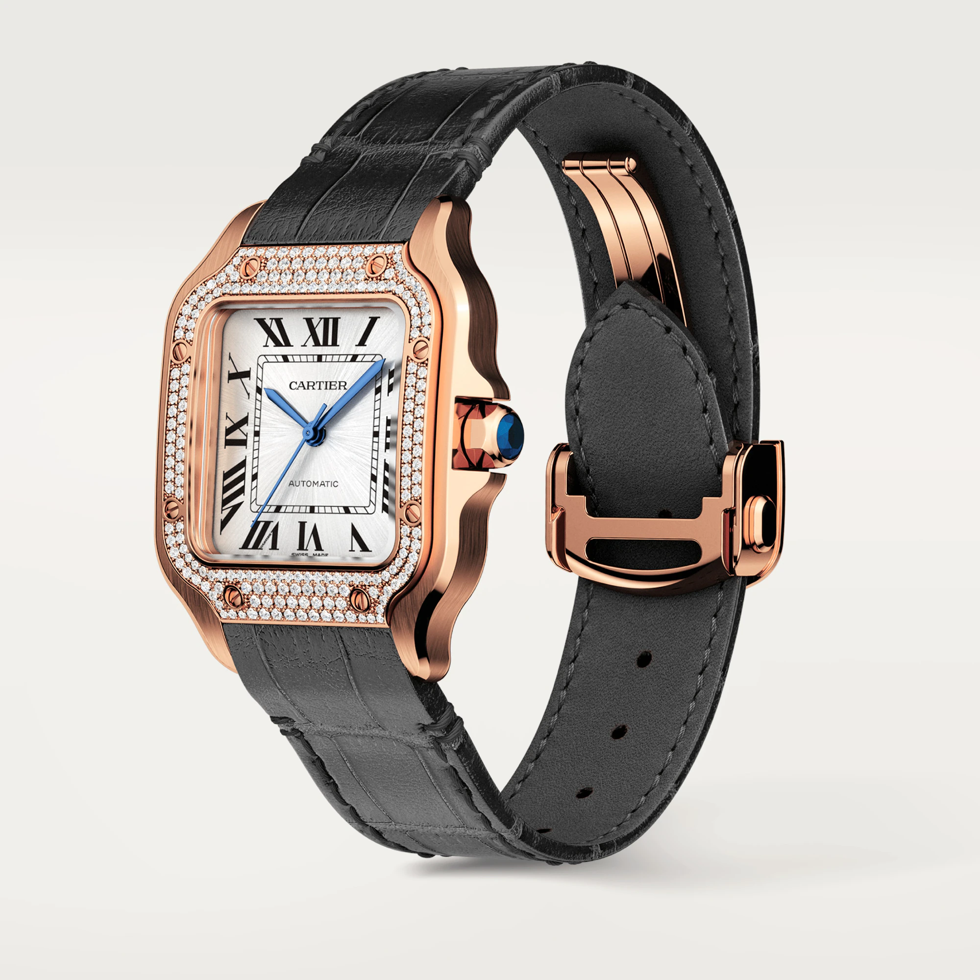 Cartier Santos Rose Gold & Diamonds Lady's Watch - Premium Luxury Product