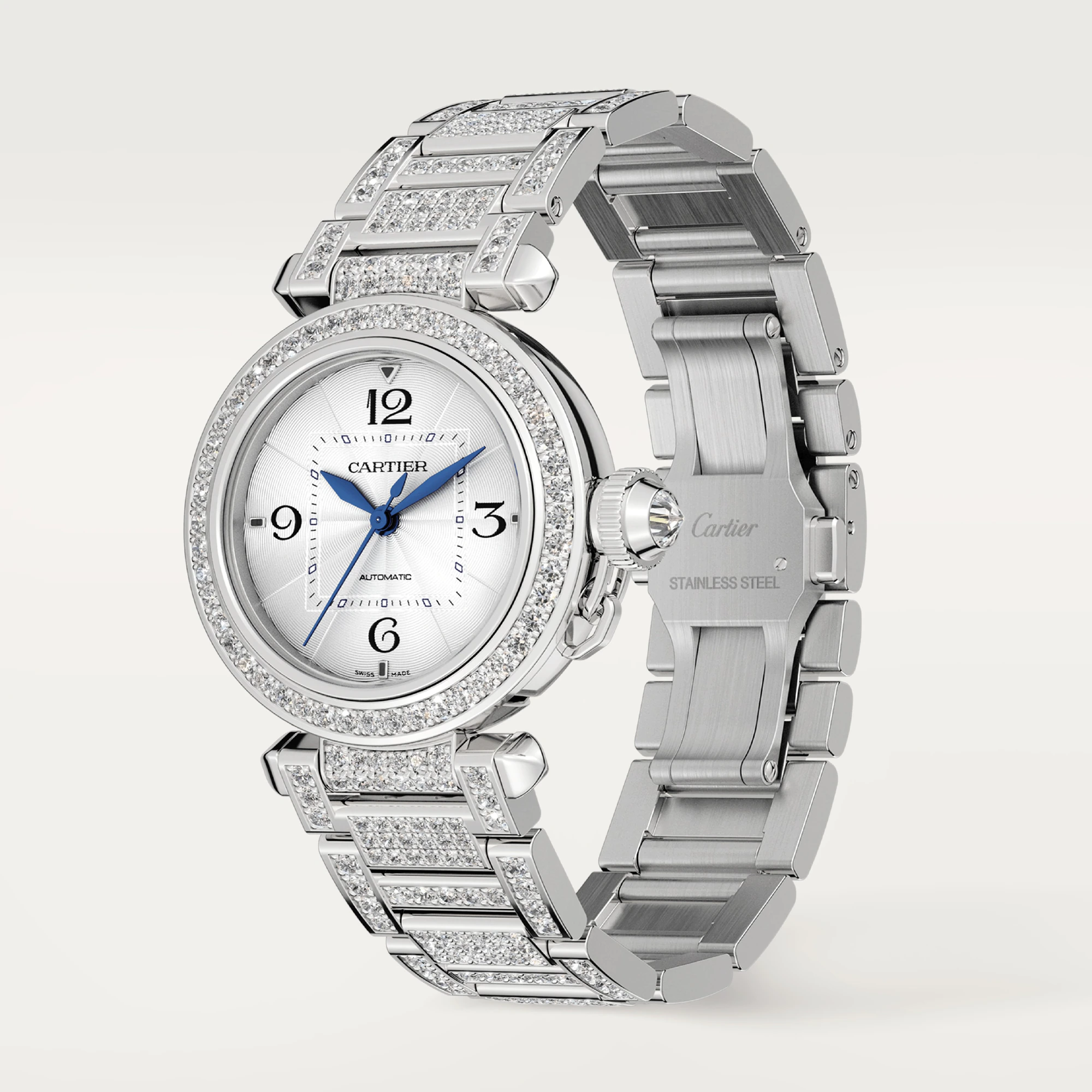 Cartier Pasha de Cartier 35mm 18K White Gold & Diamonds Lady's Watch - Premium Luxury Product