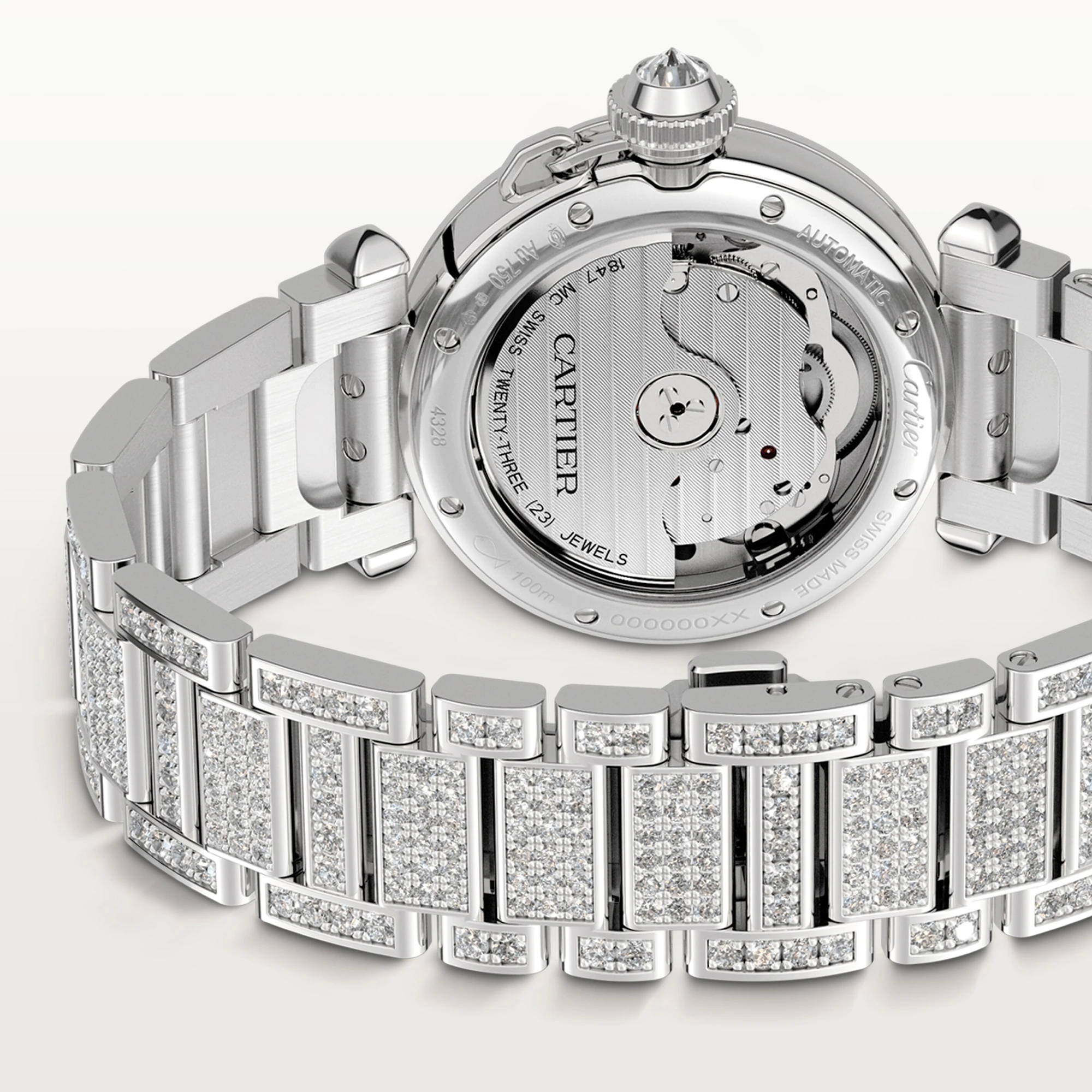 Cartier Pasha de Cartier 35mm 18K White Gold & Diamonds Lady's Watch - Premium Luxury Product