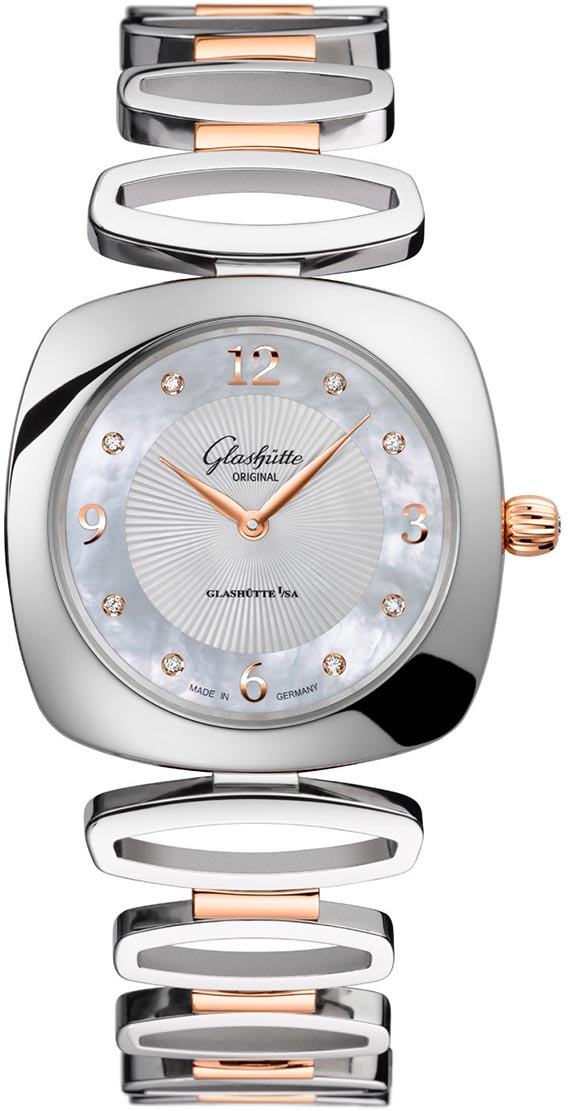 Glashutte Original Lady Collection Pavonia Stainless steel & Red Gold & Diamonds Lady's Watch - Premium Luxury Product