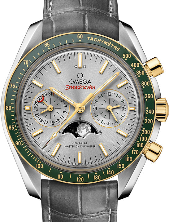 Omega Speedmaster Two Counters MoonPhase Stainless steel & Ceramic & 18K Yellow Gold Men's Watch - Premium Luxury Product