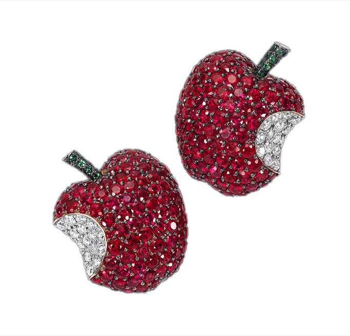 De Grisogono Apple Earrings with White Gold, Rubies and Diamonds - Premium Luxury Product