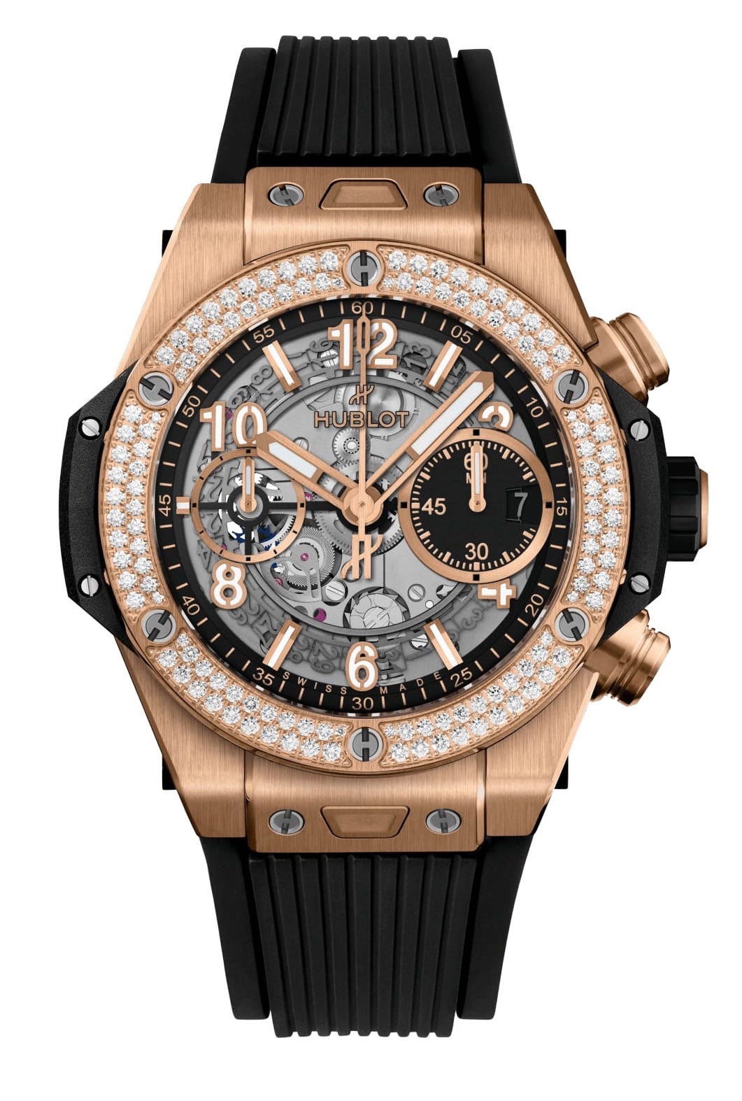 Hublot Big Bang Unico 18K King Gold &amp; Diamonds Men`s Watch - Premium Luxury Product