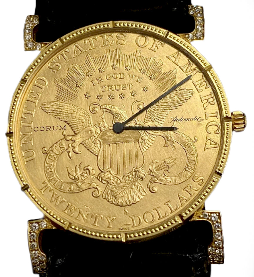 Corum Golden 20 Dollars 18K Yellow Gold & Diamonds Limited Edition Unisex Watch - Premium Luxury Product