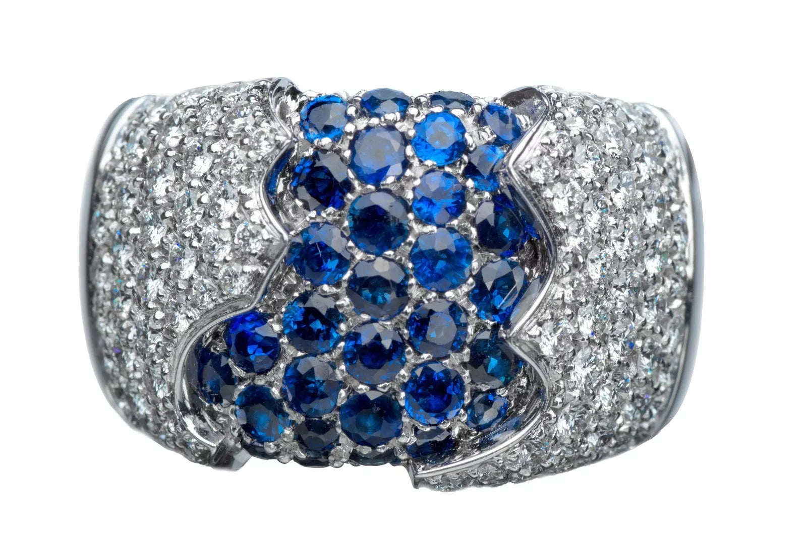 Damiani Fiordi White Gold & Diamonds & Sapphires Ladies Ring - Premium Luxury Product