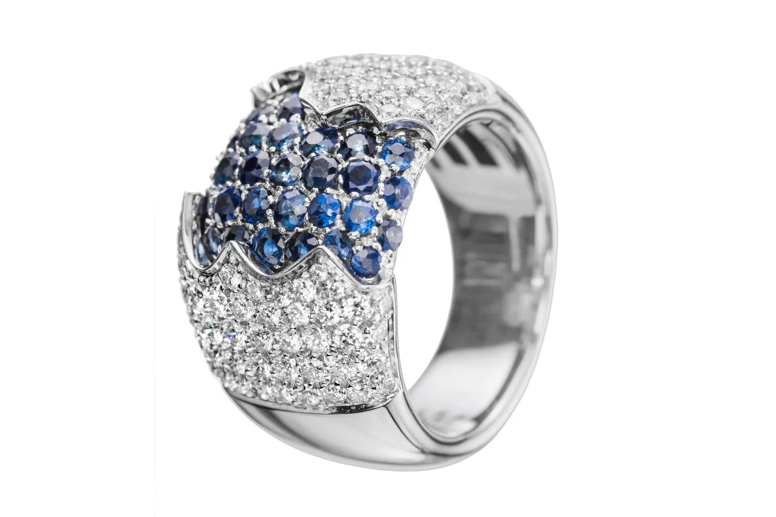 Damiani Fiordi White Gold & Diamonds & Sapphires Ladies Ring - Premium Luxury Product