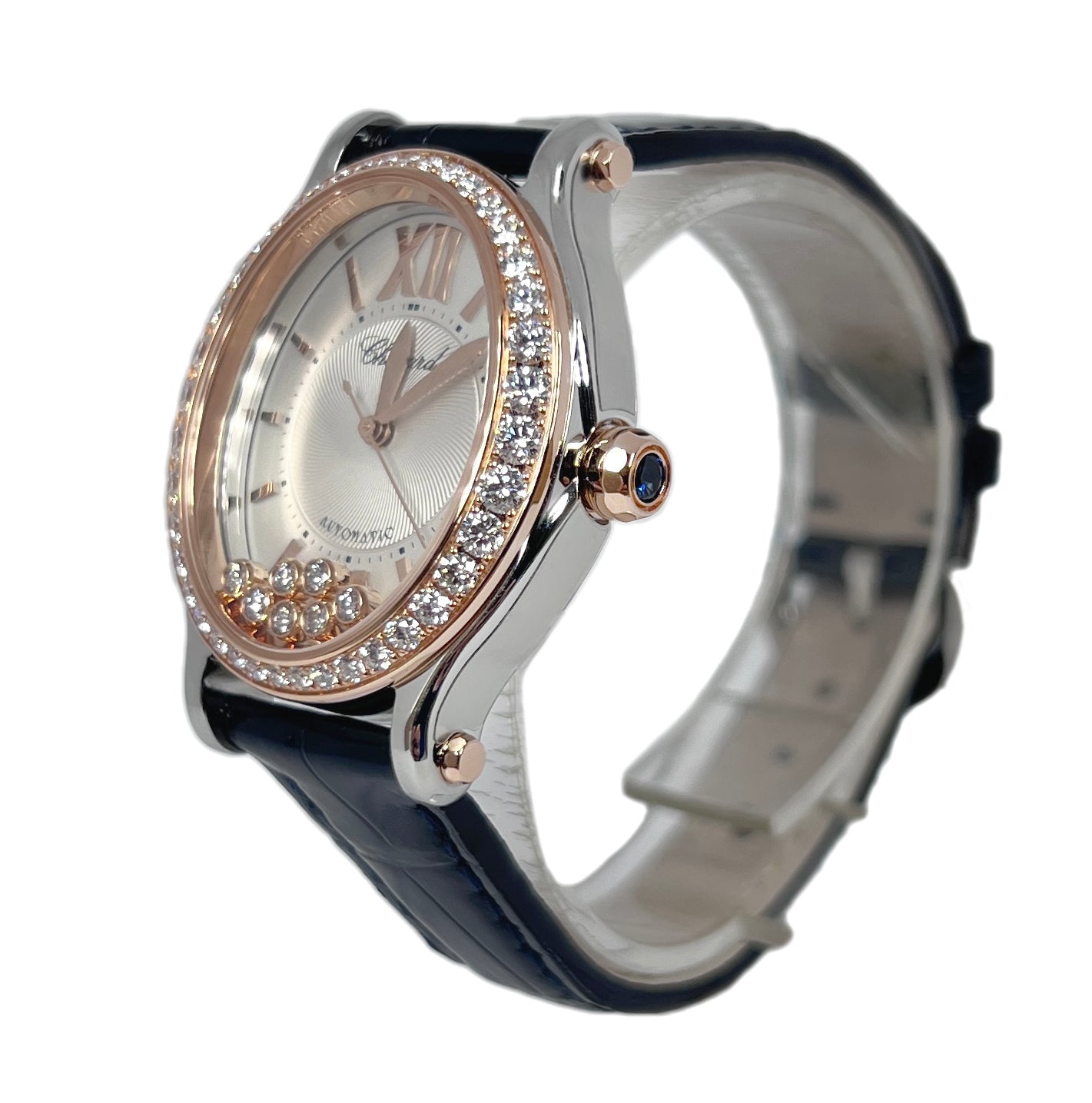 Chopard Happy Sport Oval Stainless Steel and Ethical Rose Gold & Diamonds Ladies Watch - Premium Luxury Product