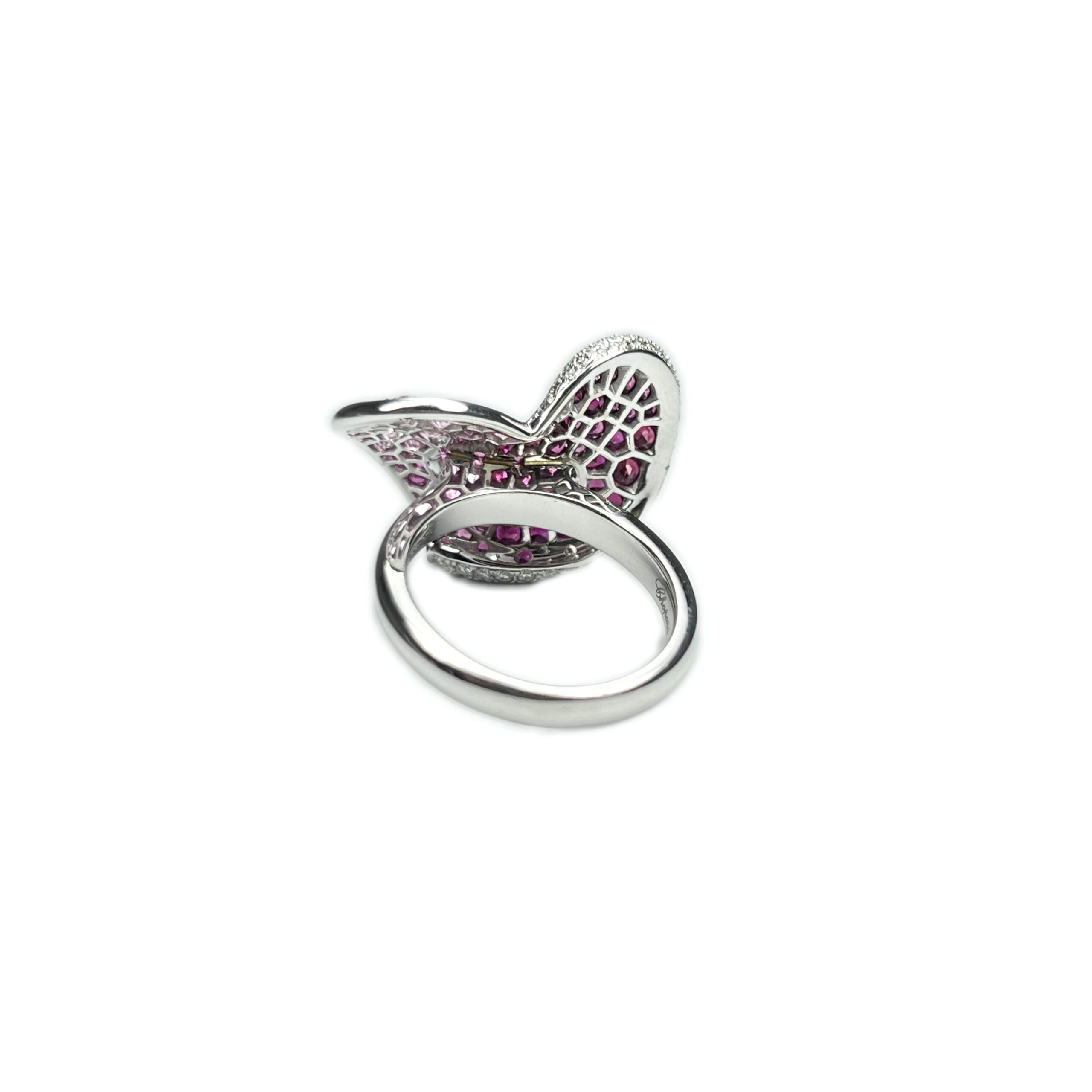 Chopard 18k White Gold Pink Sapphire Ruby Diamond Heart Ladies Ring - Premium Luxury Product