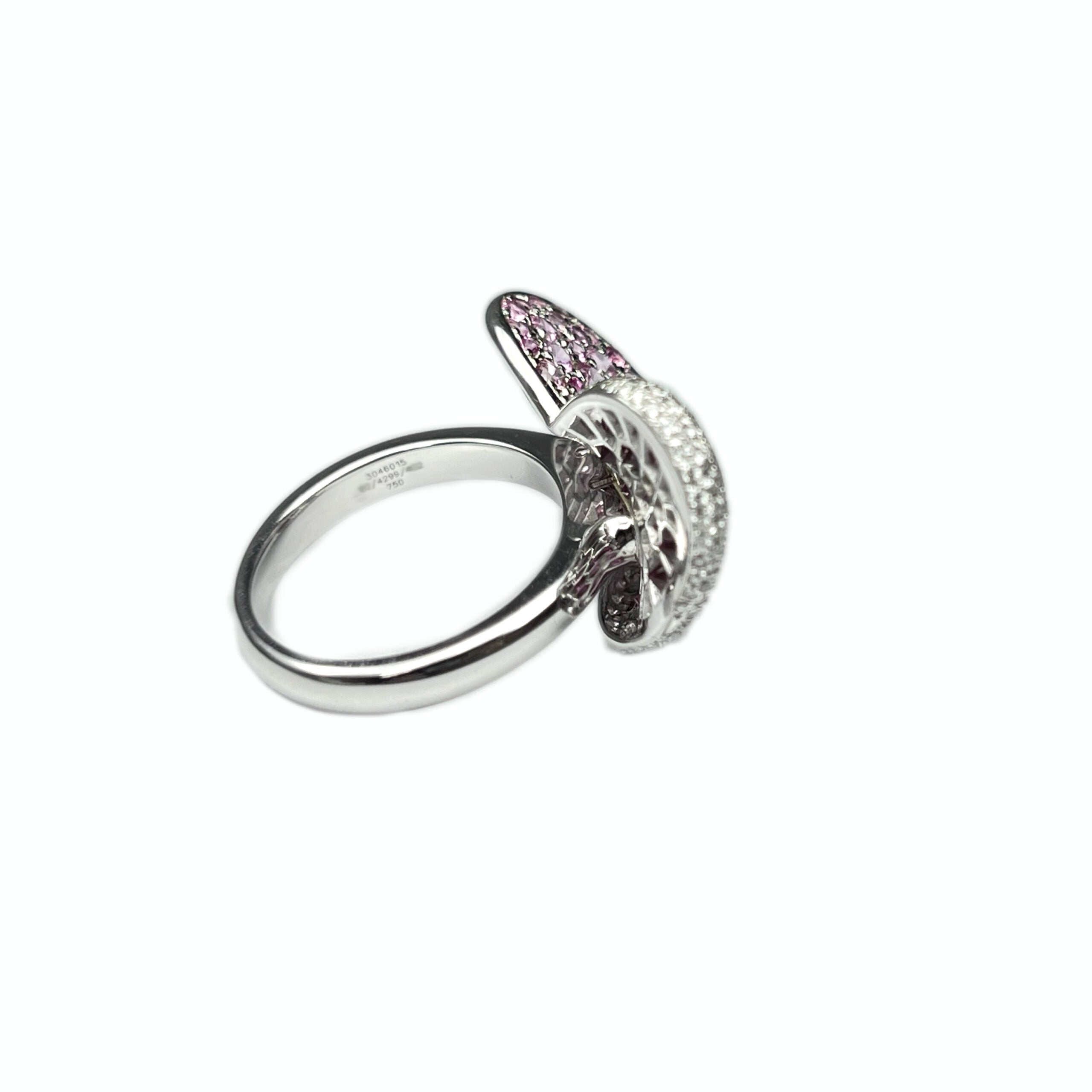 Chopard 18k White Gold Pink Sapphire Ruby Diamond Heart Ladies Ring - Premium Luxury Product