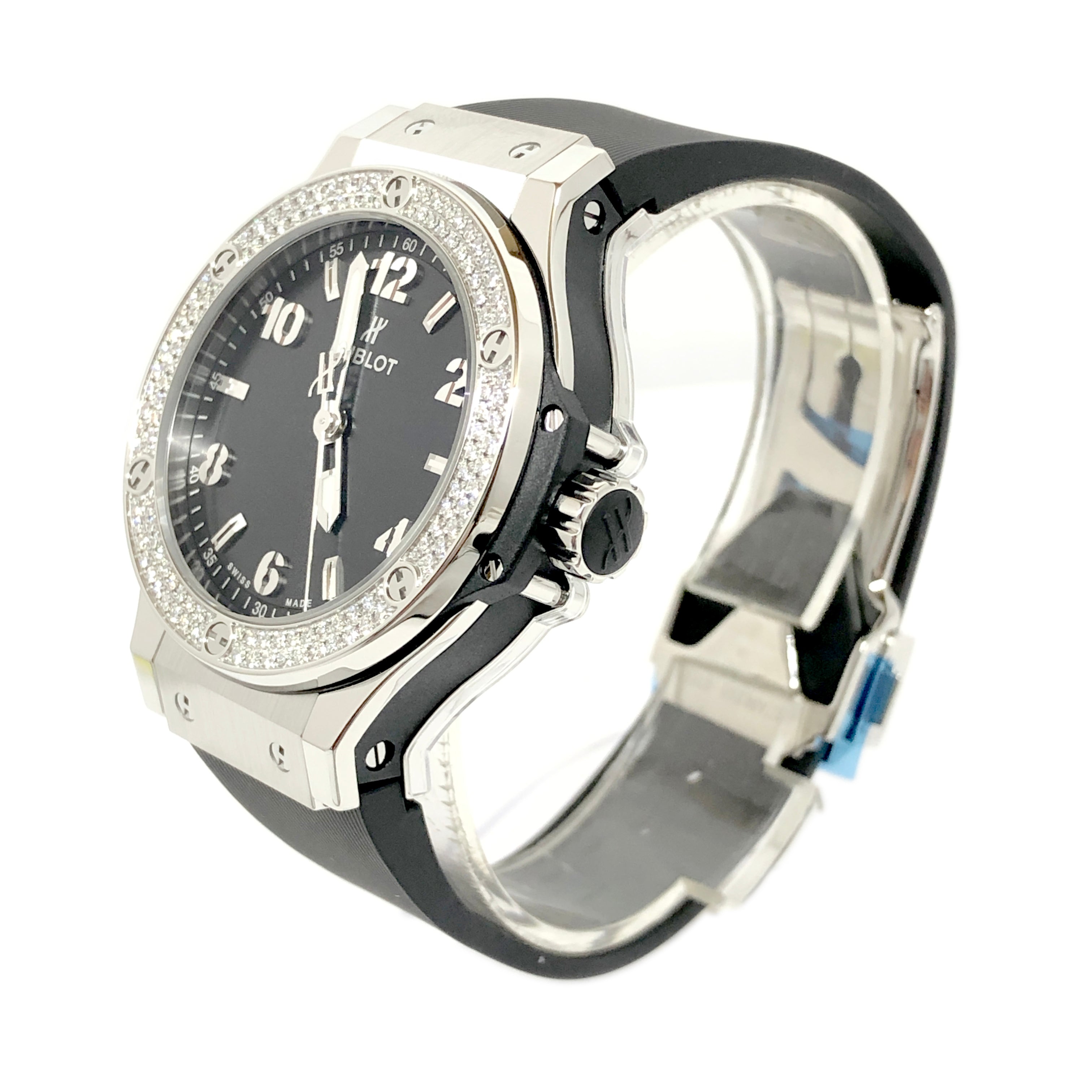 Hublot Big Bang Stainless Steel Rubber Diamonds Quartz Ladies Watch - Premium Luxury Product