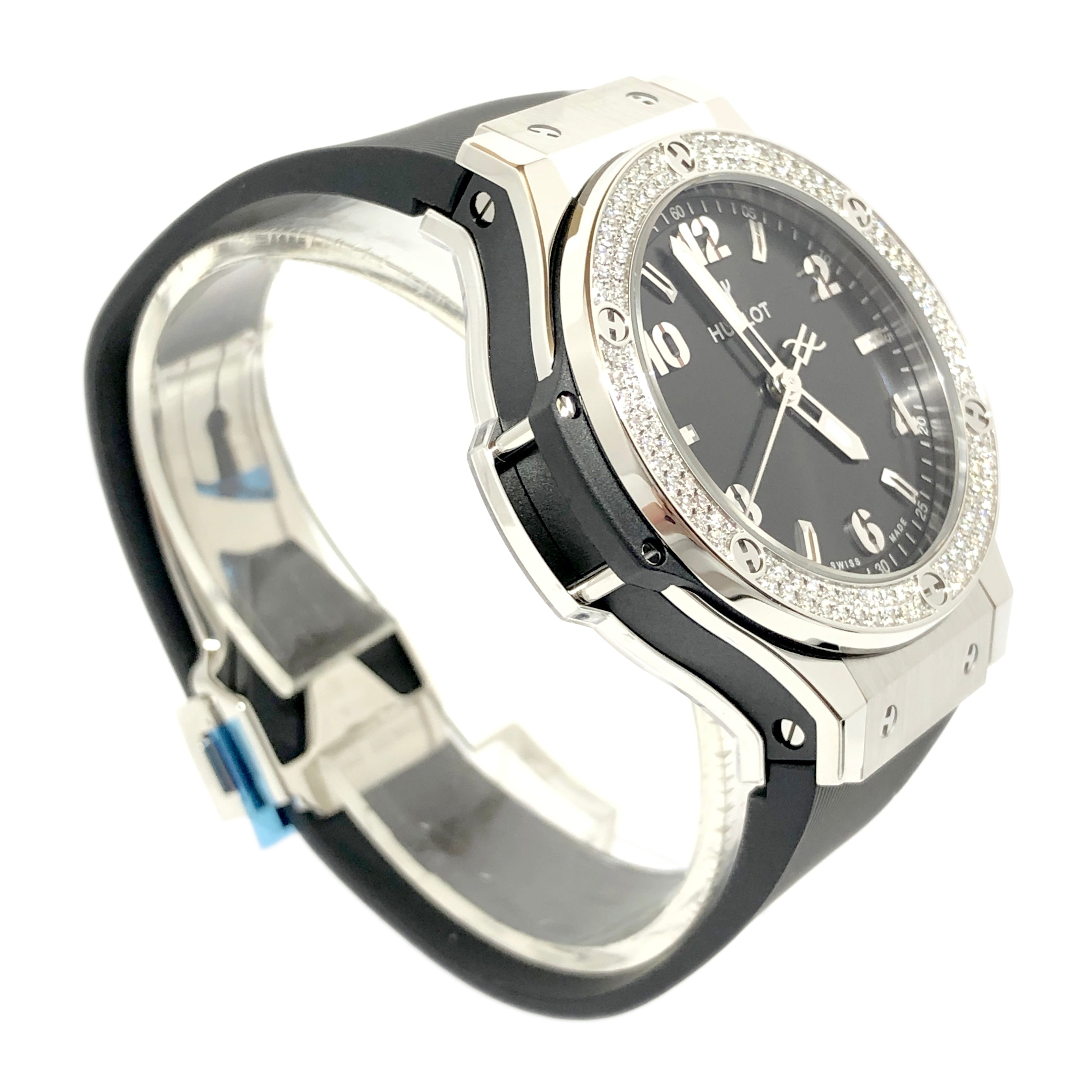 Hublot Big Bang Stainless Steel Rubber Diamonds Quartz Ladies Watch - Premium Luxury Product
