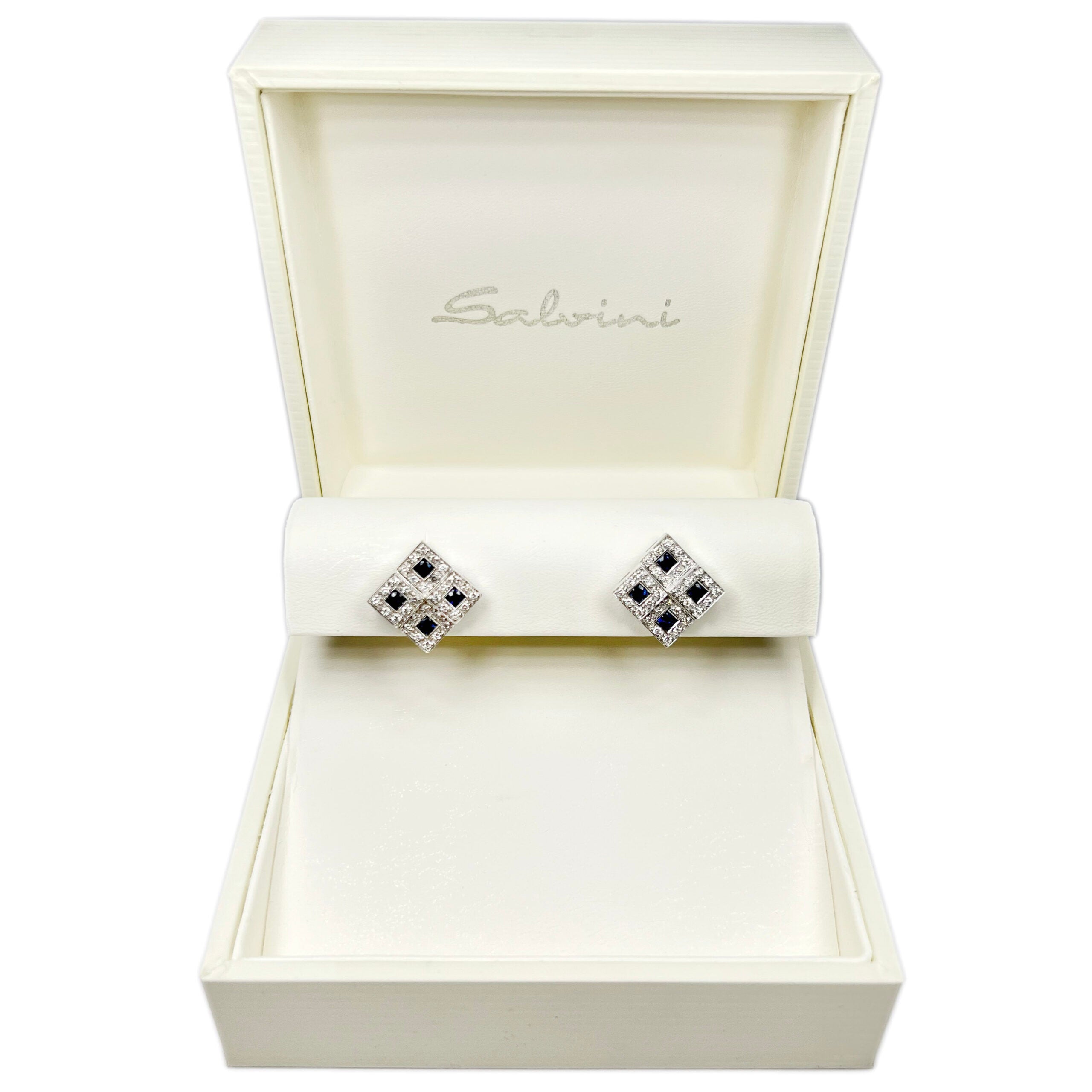 Salvini 18K White Gold Diamonds Sapphires Ladies  Earrings