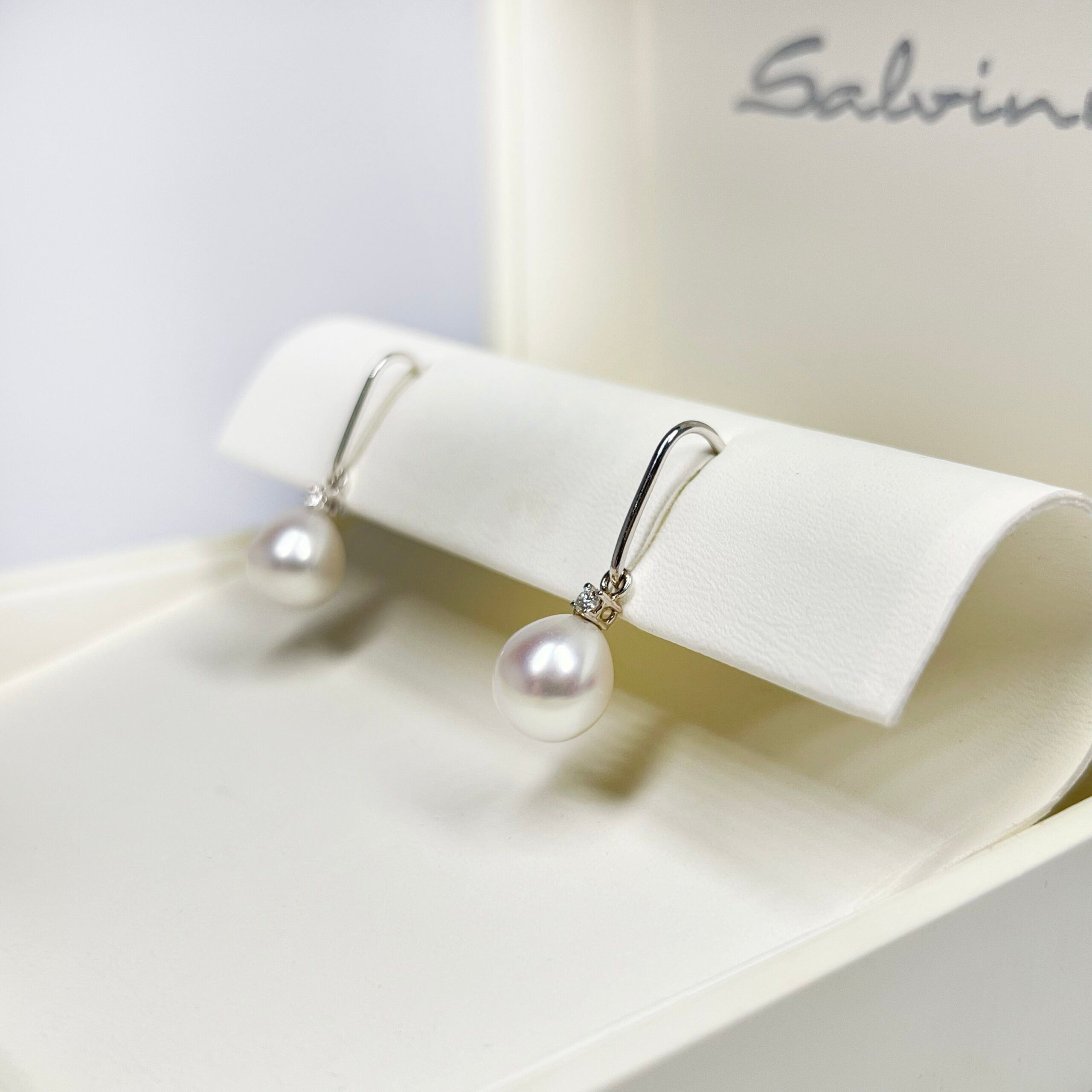 Salvini 18k White Gold Diamonds Pearls Ladies Earrings