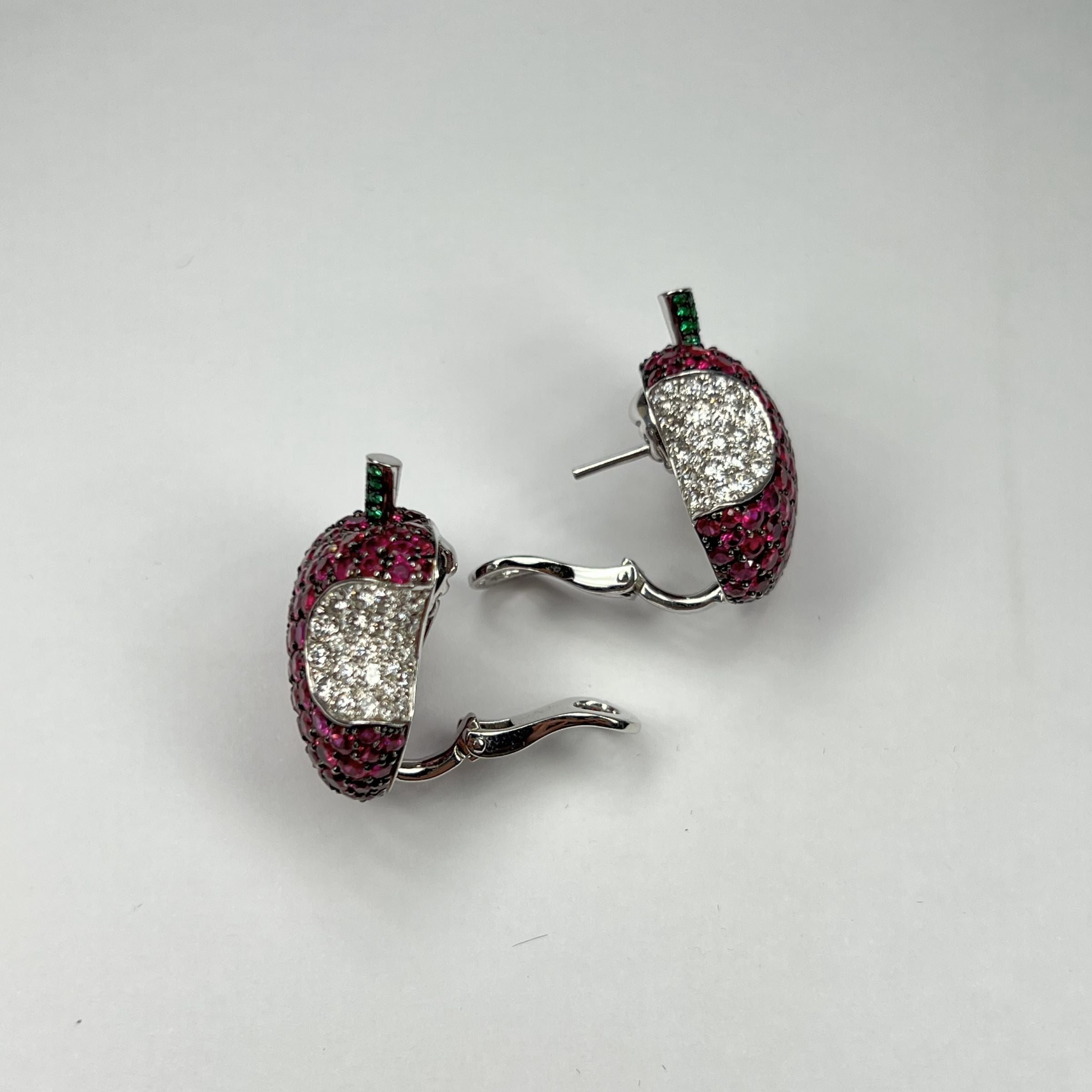 De Grisogono Apple Earrings with White Gold, Rubies and Diamonds - Premium Luxury Product