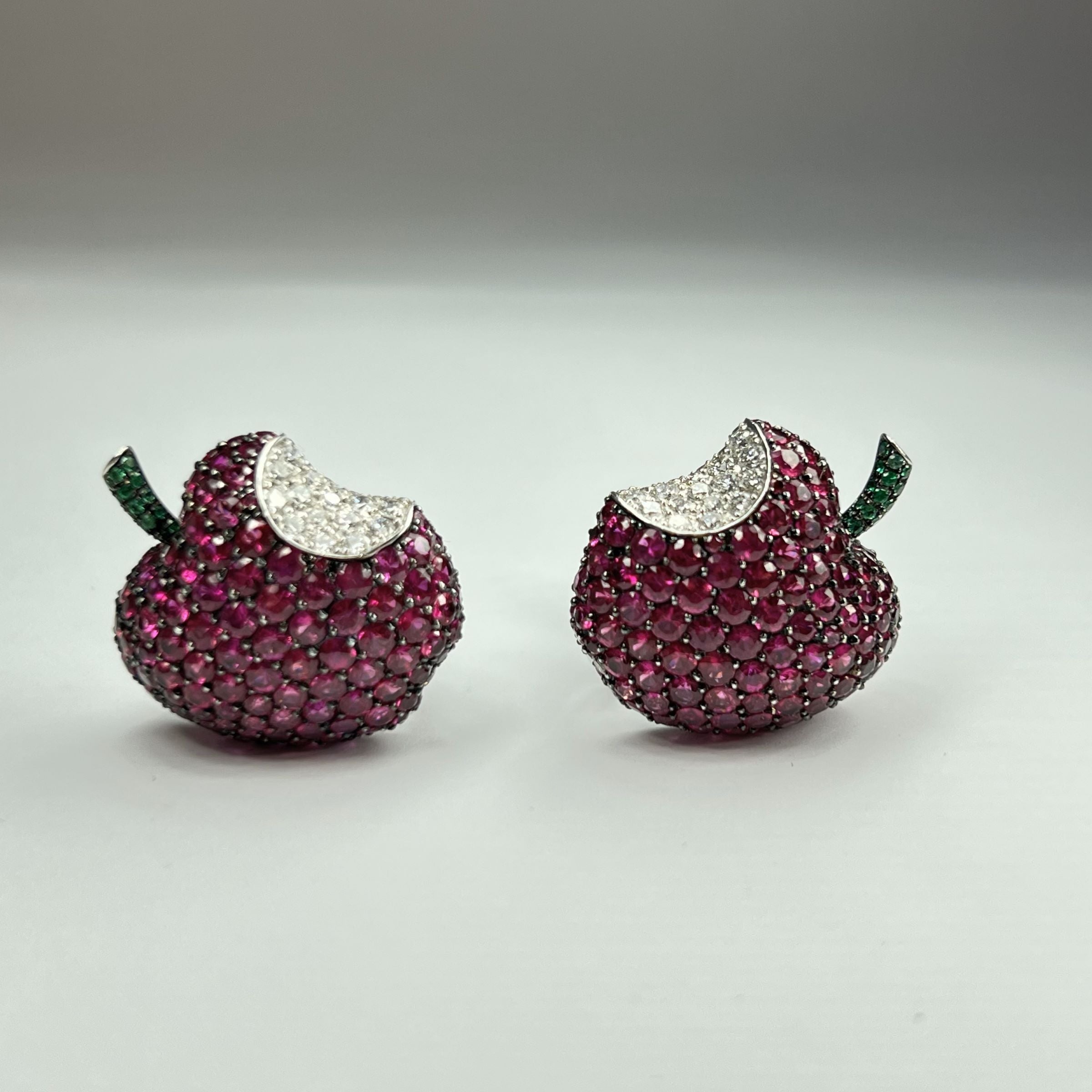 De Grisogono Apple Earrings with White Gold, Rubies and Diamonds - Premium Luxury Product