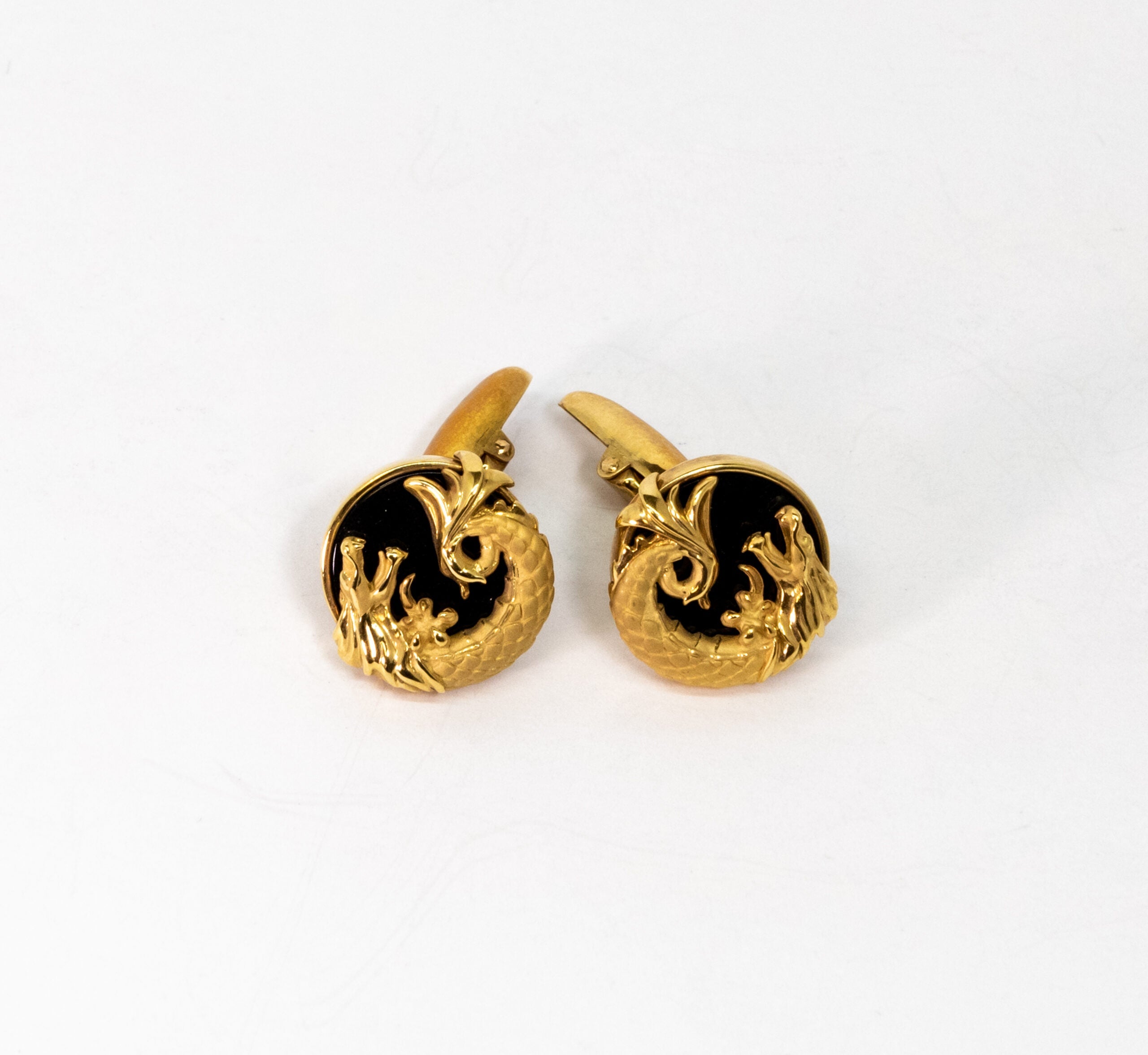 Carrera Y Carrera Circles of Fire 18K Yellow Gold and Onyx Cufflinks - Premium Luxury Product